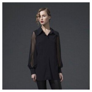 CHIARA BONI • La Petite Robe Augustina Organza Top in Black